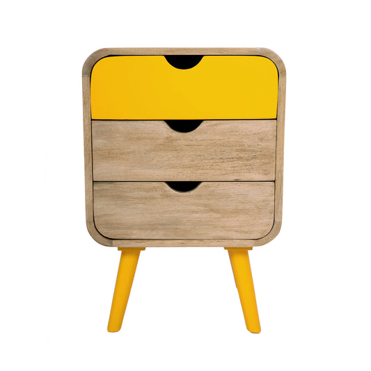 Jaipur Opus Yellow Beside Table - With 3 Drawers and 4 Legs