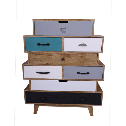 Colourful Jaipur Opus Chest of Drawers - Grizzled Finish 4 Legs