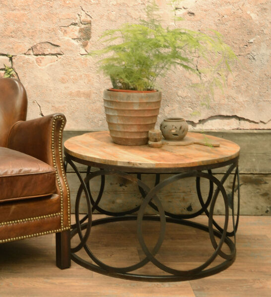 Old Empire Round Lattice Frame Mango Coffee Table