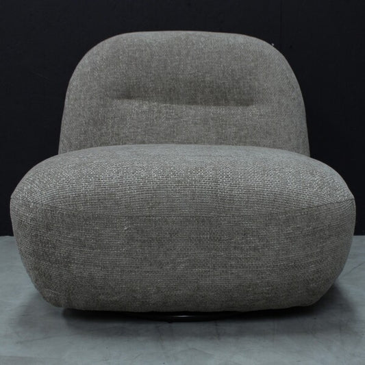 Sienna Oversized Swivel Chair In Boucle Stone