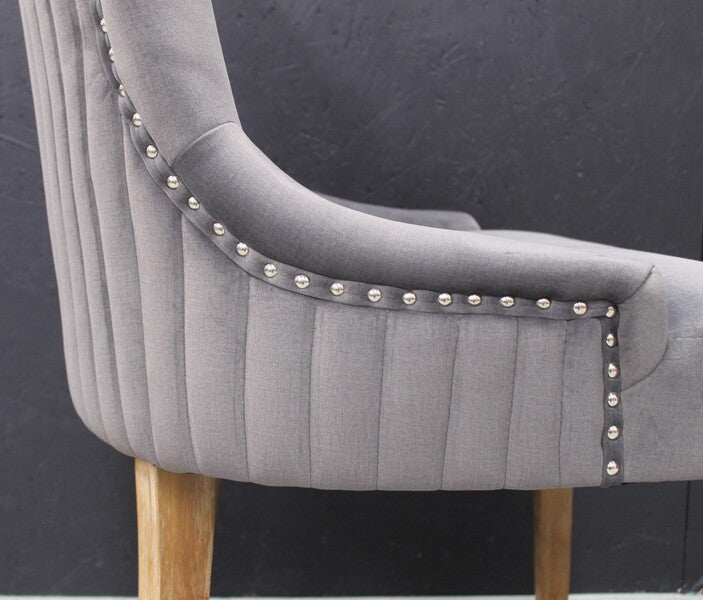 Scott Dining Chair In Velvet Dark Grey