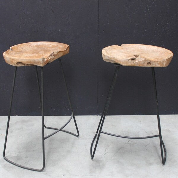 Oval Teak Seat Bar Stool